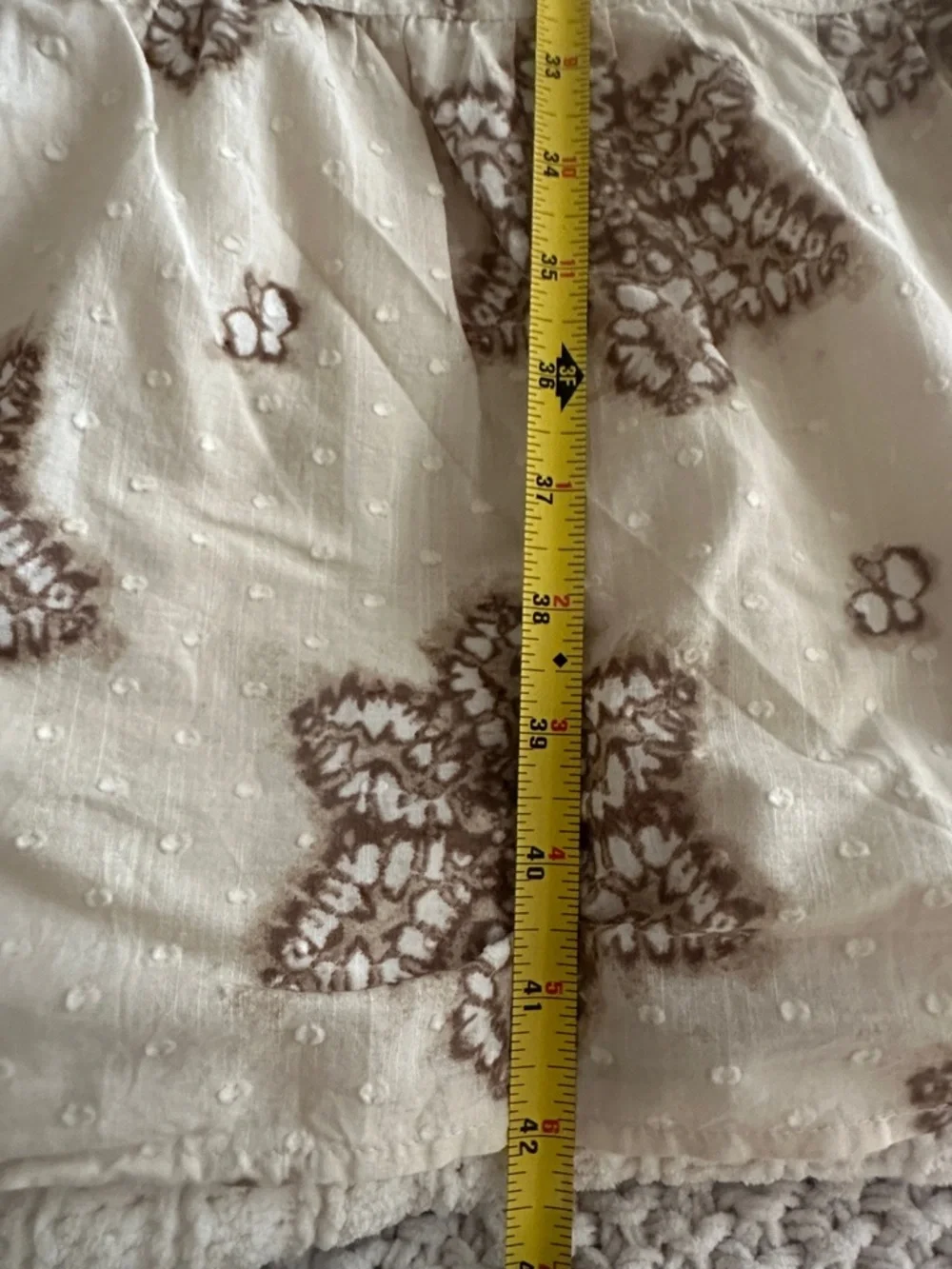 100% Cotton - White/Cream Embroidered Summer Dress - Neutral Floral + Pockets - Picture 11 of 12